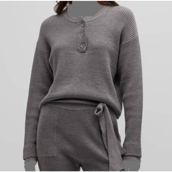 Monrow Grey Henley Sweater S - Picture 1 of 6